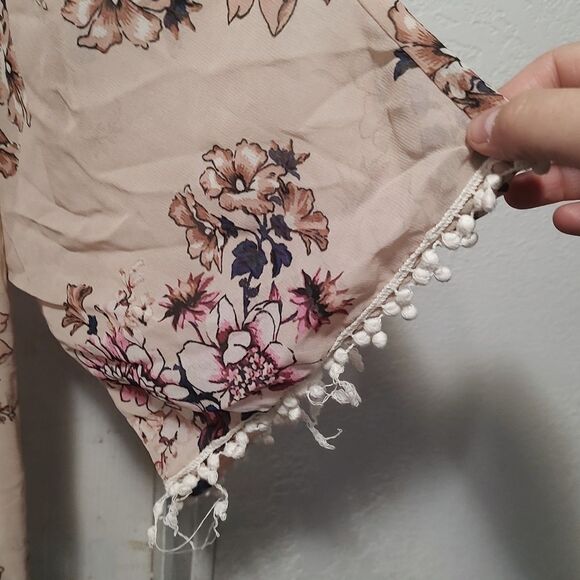 Liberty Love Women's Lightweight Open Front Pink Floral Cardigan Size Large - Picture 5 of 8